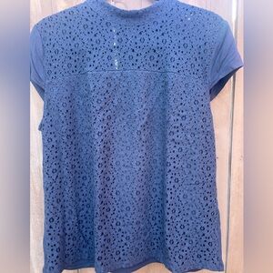 Tommy Hilfiger Dark Blue Lace Short Sleeve Top